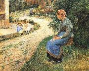 Camille Pissarro Sitting in the garden of the maids oil painting artist